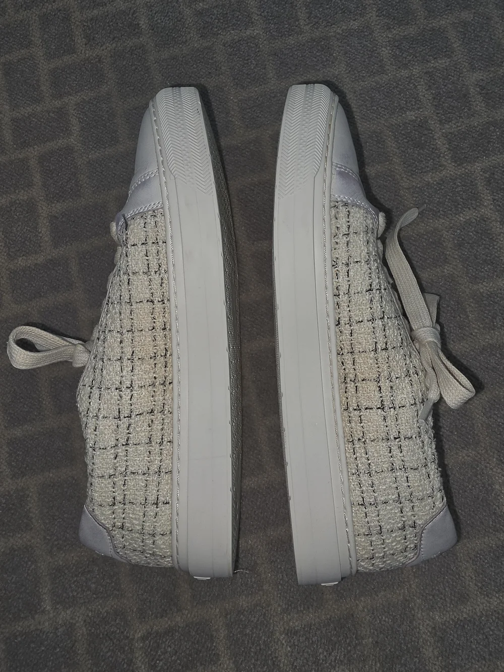 Women’s Casual Lace-Up Sneakers with Side Zip in Off-White
